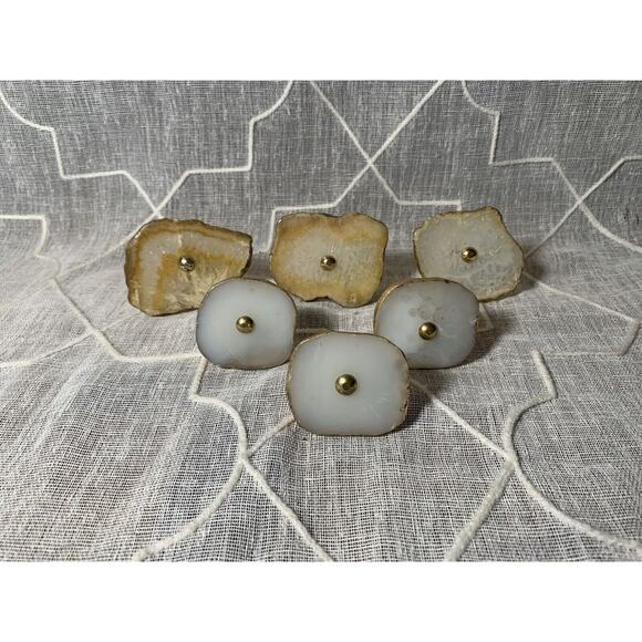 Sliced Agate Cabinet Drawer Pull Decorative Wardrobe Knob Geode Crystal Lot Of 6 - Picture 1 of 10